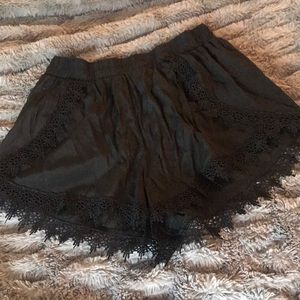 Crochet lace shorts S M black silky lightweight